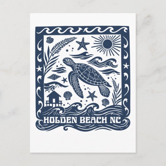 Holden Beach NC Zee Schildpad Kunst Briefkaart (Voorkant)