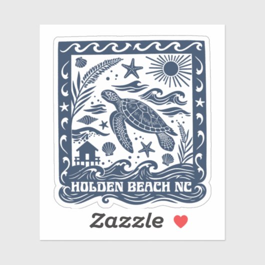 Holden Beach NC Zee Schildpad Kunst Sticker (Vel)