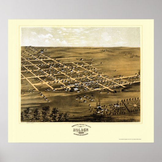 Holden, MO Panoramic Map - 1869 Poster (Voorkant)