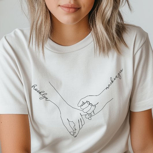 Holding Hands Besties Aangepaste Naam Vriendschap T-shirt