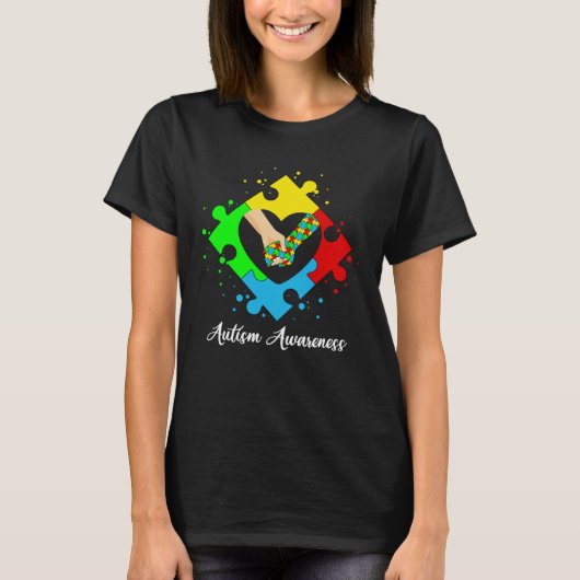 Holding Hands In Heart Puzzle Autism Awareness Sup T-shirt (Voorkant)