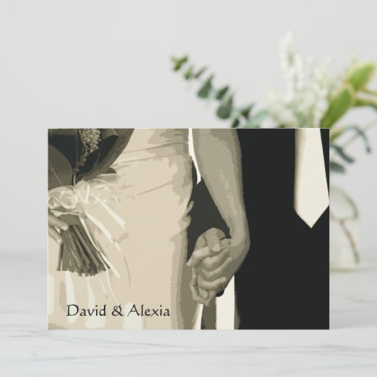 Holding Hands Wedding Rehearsal Dinner Invitation Kaart (Staand voorkant)