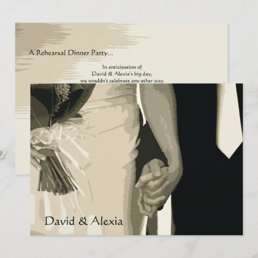 Holding Hands Wedding Rehearsal Dinner Invitation Kaart (Voorkant / Achterkant)