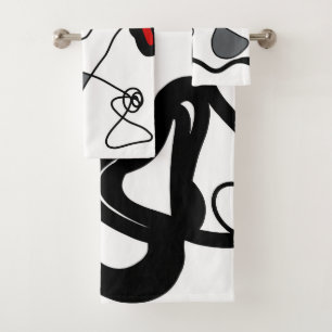 Holding Pattern: Abstract zwart, wit, grijs & rood Bad Handdoek
