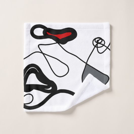Holding Pattern: Abstract zwart, wit, grijs & rood Bad Handdoek (Wasdoekje)