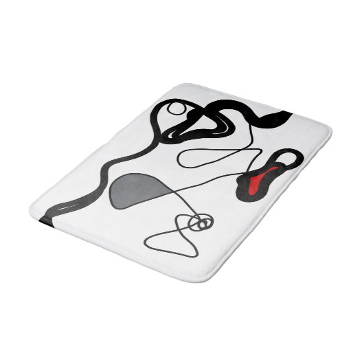 Holding Pattern: Abstract zwart, wit, grijs & rood Badmat (Gekanteld)