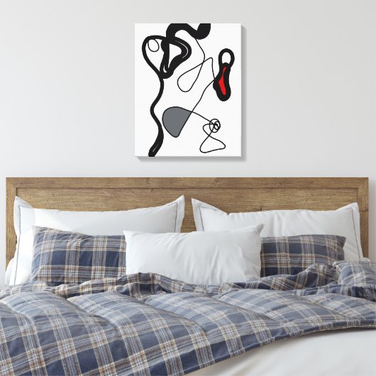 Holding Pattern: Abstract zwart, wit, grijs & rood Canvas Afdruk (Insitu (Slaapkamer))