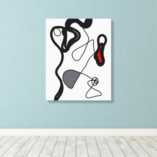 Holding Pattern: Abstract zwart, wit, grijs & rood Canvas Afdruk (Insitu (Houten vloer))