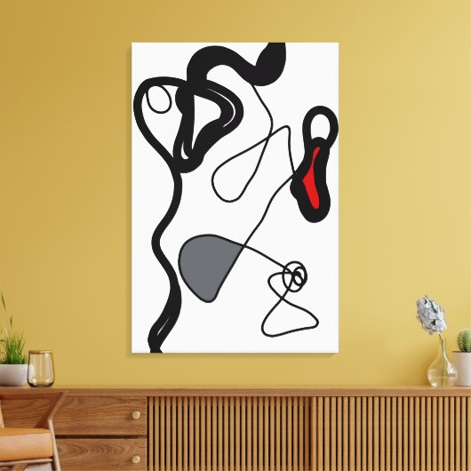 Holding Pattern: Abstract zwart, wit, grijs & rood Canvas Afdruk (Insitu (Woonkamer))