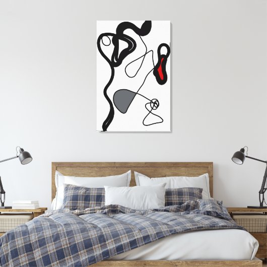 Holding Pattern: Abstract zwart, wit, grijs & rood Canvas Afdruk (Insitu (Slaapkamer))