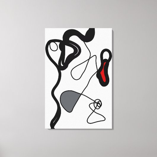 Holding Pattern: Abstract zwart, wit, grijs & rood Canvas Afdruk (Voorkant)