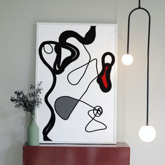 Holding Pattern: Abstract zwart, wit, grijs & rood Canvas Afdruk