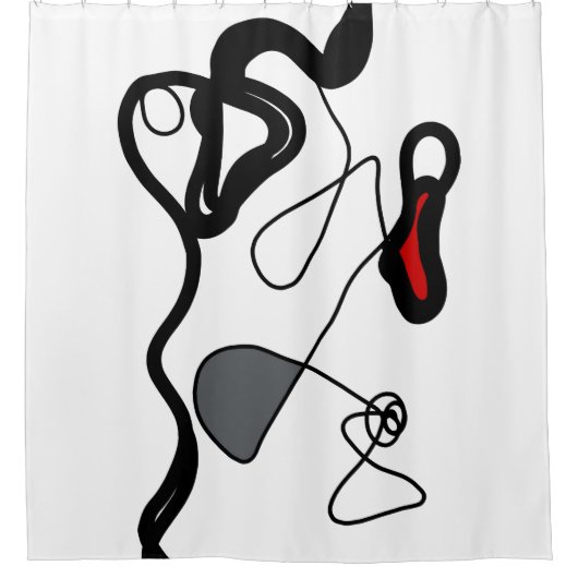 Holding Pattern: Abstract zwart, wit, grijs & rood Douchegordijn (Voorkant)