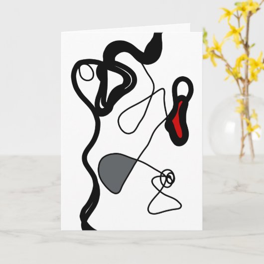 Holding Pattern: Abstract zwart, wit, grijs & rood Kaart (Gele Bloem)