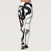 Holding Pattern: Abstract zwart, wit, grijs & rood Leggings (Achterkant)