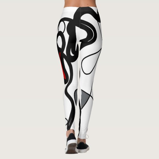 Holding Pattern: Abstract zwart, wit, grijs & rood Leggings (Achterkant)