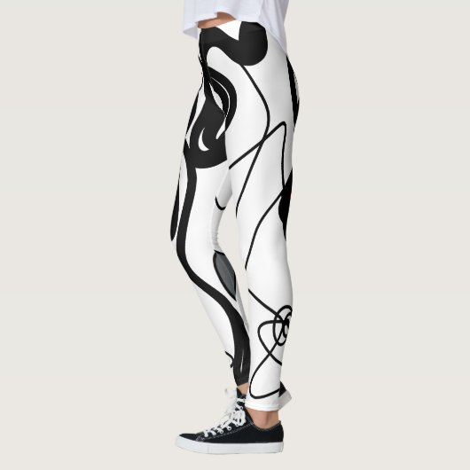 Holding Pattern: Abstract zwart, wit, grijs & rood Leggings (Links)