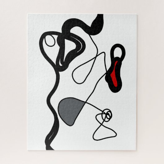 Holding Pattern: Abstract zwart, wit, grijs & rood Legpuzzel (Verticaal)