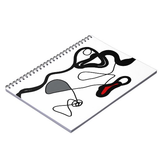 Holding Pattern: Abstract zwart, wit, grijs & rood Notitieboek (Linkerzijde)