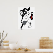 Holding Pattern: Abstract zwart, wit, grijs & rood Poster (Keuken)