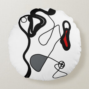 Holding Pattern: Abstract zwart, wit, grijs & rood Rond Kussen