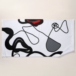 Holding Pattern: Abstract zwart, wit, grijs & rood Strandlaken