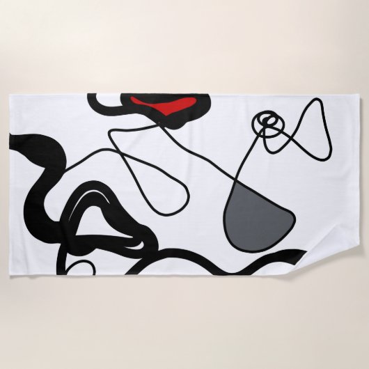 Holding Pattern: Abstract zwart, wit, grijs & rood Strandlaken (Voorkant)