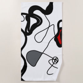 Holding Pattern: Abstract zwart, wit, grijs & rood Strandlaken