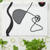 Holding Pattern: Abstract zwart, wit, grijs & rood Theedoek (Gevouwen)