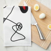 Holding Pattern: Abstract zwart, wit, grijs & rood Theedoek (Quarter Fold)