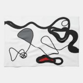 Holding Pattern: Abstract zwart, wit, grijs & rood Theedoek (Horizontaal)