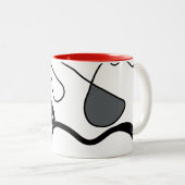 Holding Pattern: Abstract zwart, wit, grijs & rood Tweekleurige Koffiemok (Voorkant rechts)