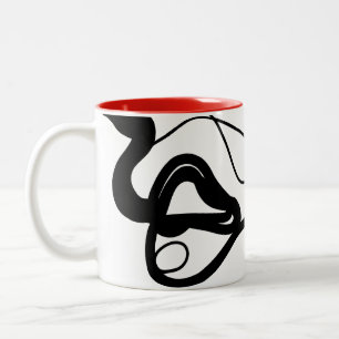 Holding Pattern: Abstract zwart, wit, grijs & rood Tweekleurige Koffiemok