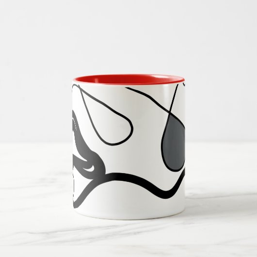 Holding Pattern: Abstract zwart, wit, grijs & rood Tweekleurige Koffiemok (Center)