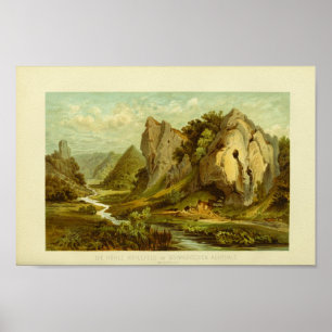 Hole Fels Cave Landscape Stream Poster