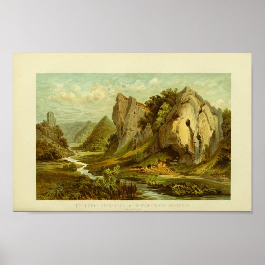 Hole Fels Cave Landscape Stream Poster (Voorkant)