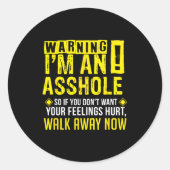 Hole Holes Warning Profanity Fun Gag Gift Ronde Sticker (Voorkant)
