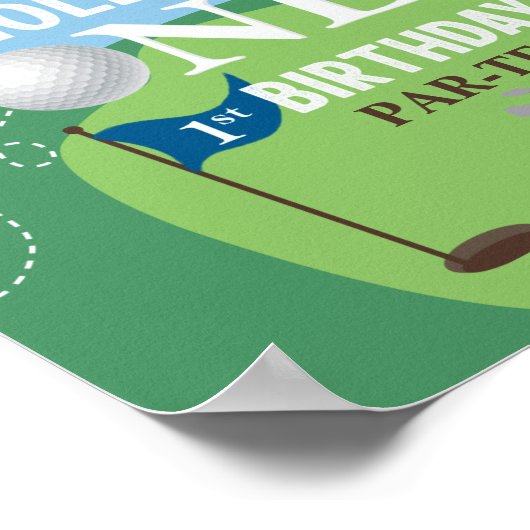 Hole in één Golf 1st Birthday Welcome Sign Poster (Hoek)