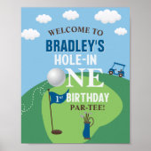 Hole in één Golf 1st Birthday Welcome Sign Poster (Voorkant)