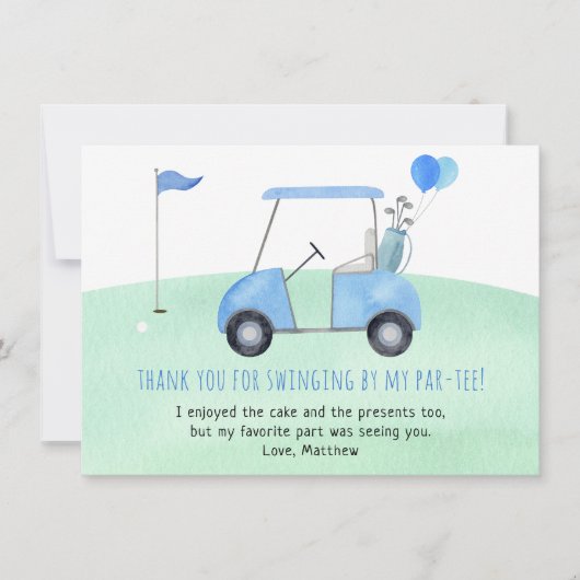 Hole in één Golf eerste verjaardag Bedankkaart (Voorkant)
