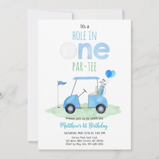Hole in één Golf eerste verjaardag Kaart (Voorkant)