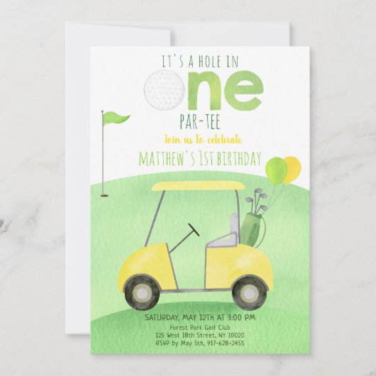 Hole in één Golf eerste verjaardag Kaart (Voorkant)