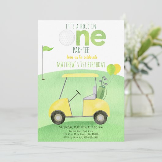 Hole in één Golf eerste verjaardag Kaart (Staand voorkant)