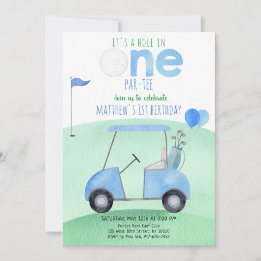Hole in één Golf eerste verjaardag Kaart (Voorkant)