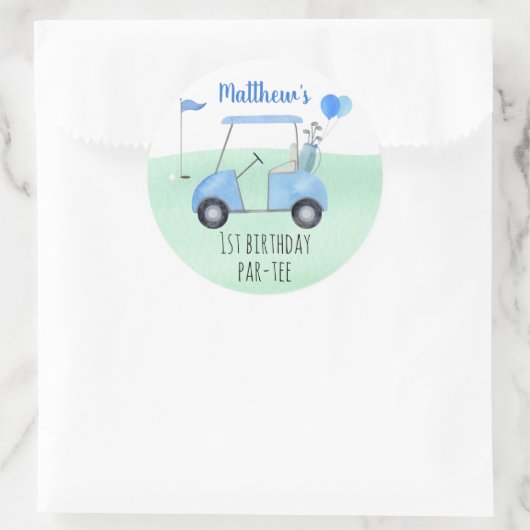 Hole in één Golf eerste verjaardag Ronde Sticker (Tas)