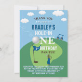 Hole in één Golf van 1ste verjaardag Bedankkaart (Voorkant)