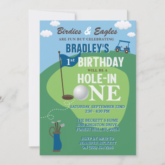 Hole in één Golf van 1ste verjaardag Kaart (Voorkant)