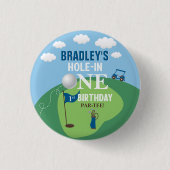Hole in één Golf van 1ste verjaardag Ronde Button 3,2 Cm (Voorkant)