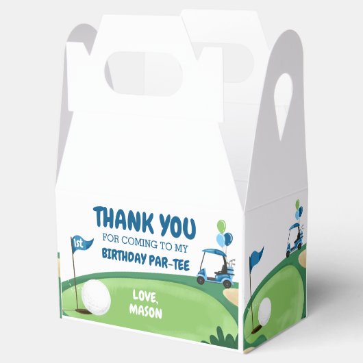 Hole in één Golfjongen eerste geboorte Par-T-shirt Bedankdoosjes (Geopend)