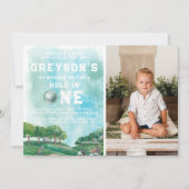 Hole in één Golfjongen eerste geboorte Par-T-shirt Kaart (Voorkant)